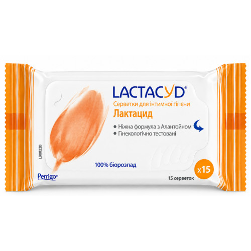 Серветки для інтимної гігієни Lactacyd з алантоїном, 15 шт.
